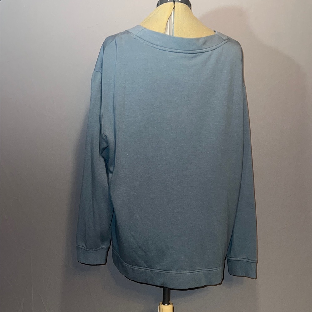 Orvis Women’s XL V-Neck Pullover Sweatshirt Blue Long Sleeve Casual - Picture 7 of 10